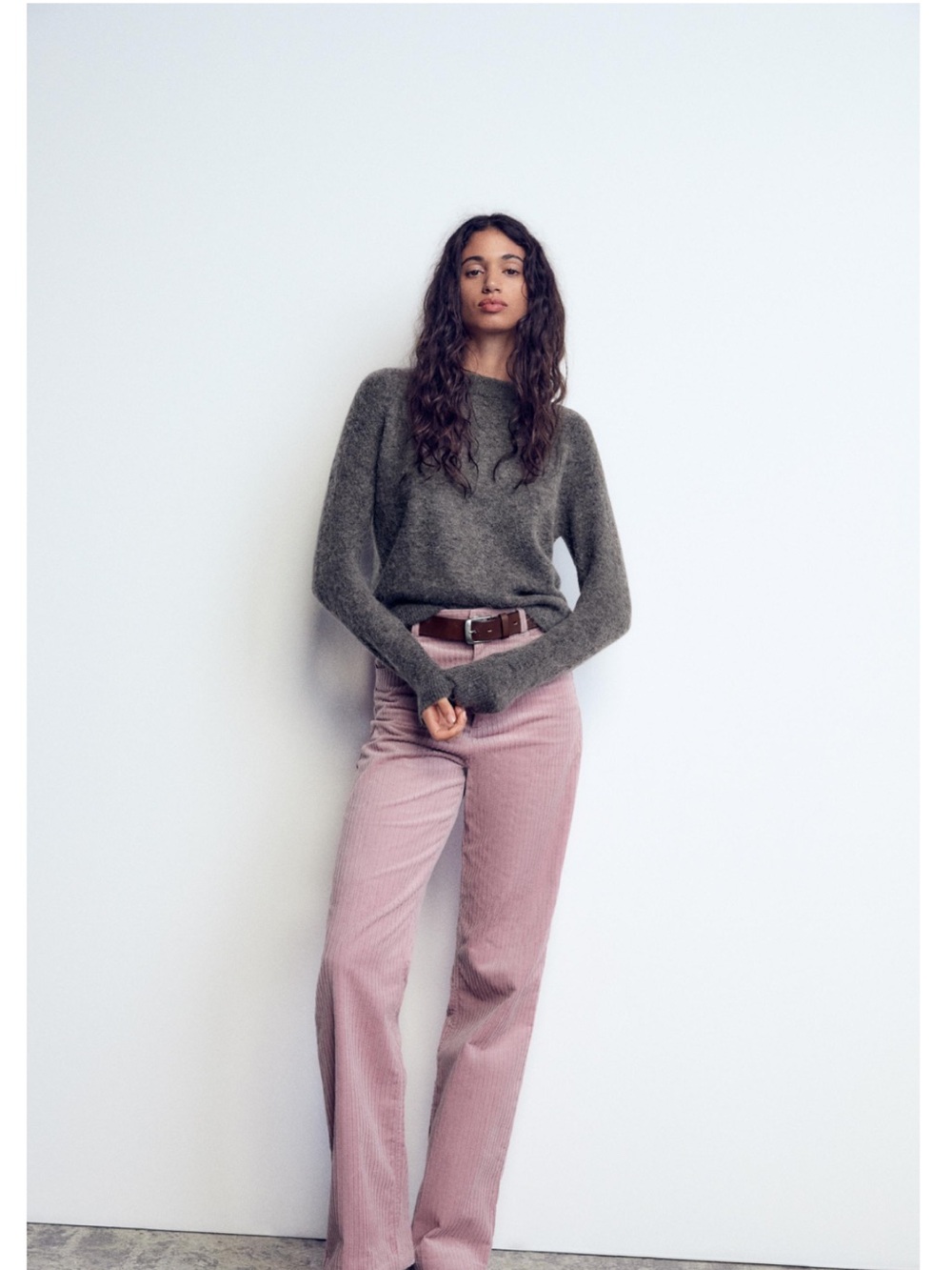 Zara Pink Corduroy Wide-Leg Jeans